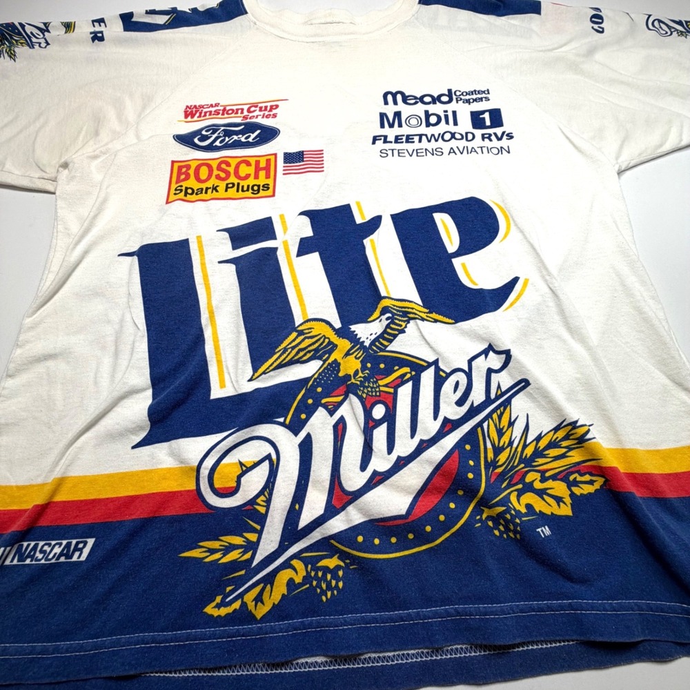 Vintage Rusty‎ Wallace Miller Lite NASCAR Tee XL Chase Authentics 90s